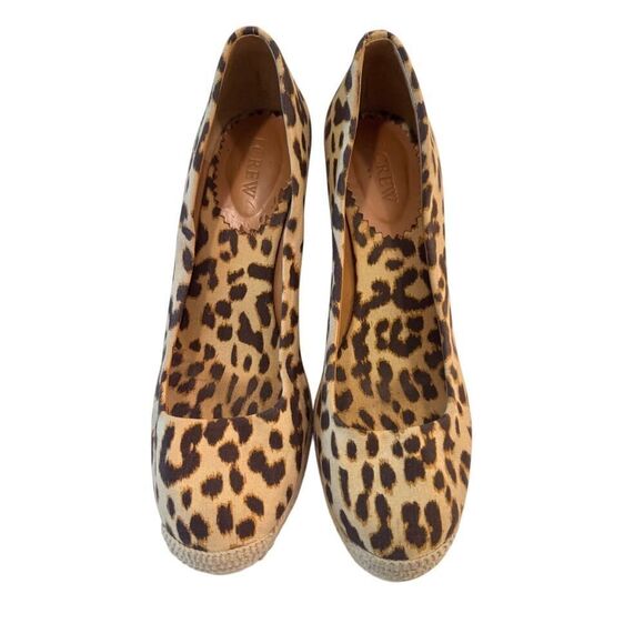 J.Crew Leopard Print Espadrille Wedge Heels Size 9 | Canvas Animal Print Summer - Picture 1 of 9